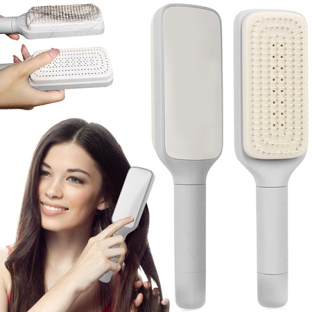 Self-cleaning hair brush for combing anti-static combing
