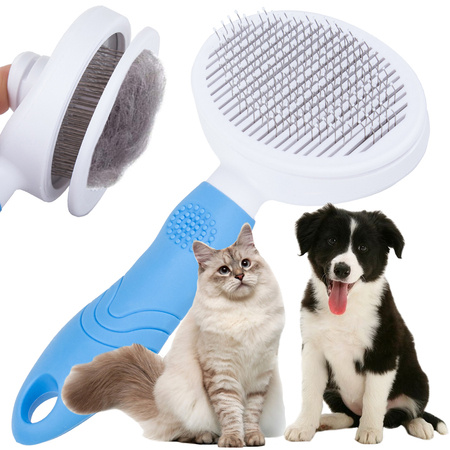 Self-cleaning hair brush for dogs cats