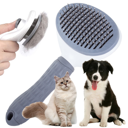 Self-cleaning hair brush for dogs cats