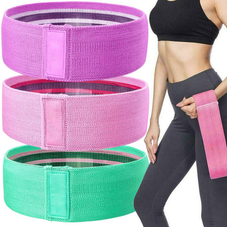 Set of 3 elastic bands for exercise