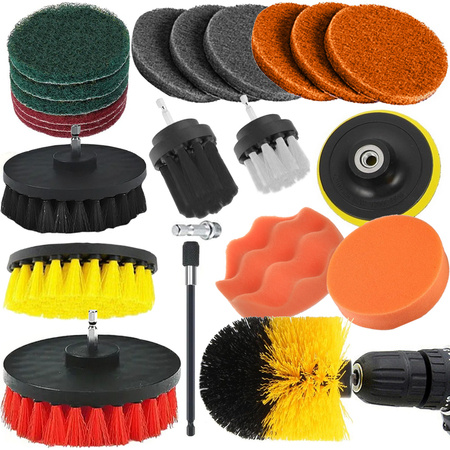 Set of polishing sponges for drill brushes cleaning pads 23 el.