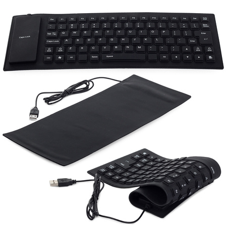 Silicone rubber keyboard black usb noiseless