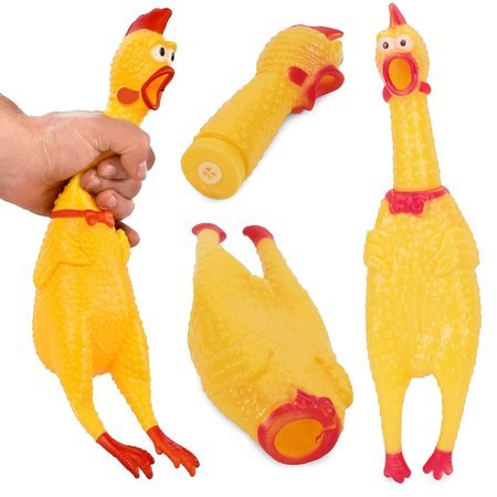 Squeaky dog toy chicken chew rubber 31cm