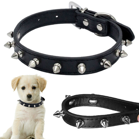Studded dog collar eco leather adjustable s