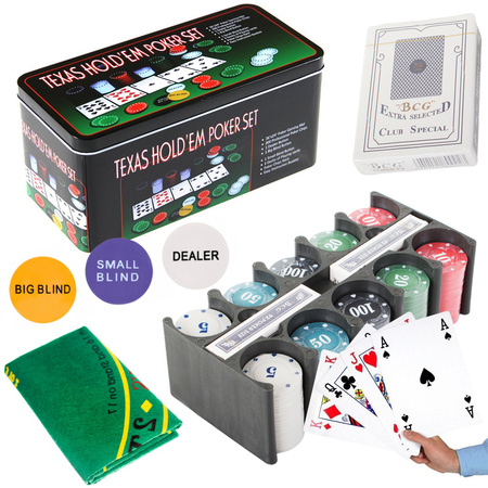 Texas poker set chips 200pcs cards mat