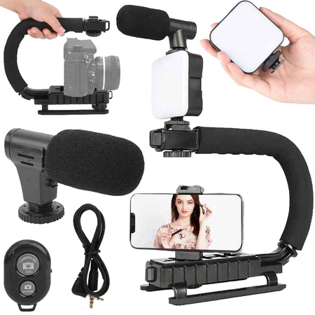 Vlogging kit video recording tripod microphone phone holder