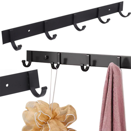 Wall clothes rack for hallway bathroom 5 hooks