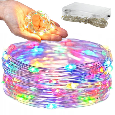 Wire lights 100 leds with batteries 10m multicolour