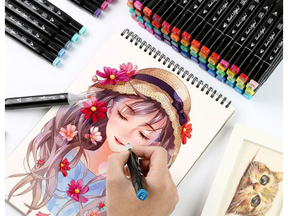 Bút màu vẽ Marker Touch chuyên nghiệp họa cụ tô màu dạ vẽ tranh anime Bộ  123036486080 kèm quà tặng KINGCOLOR - MixASale