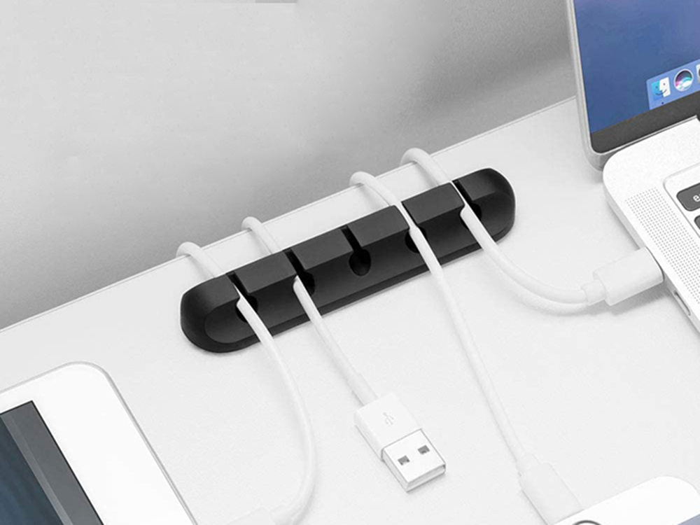 Desk cable organiser adhesive holder