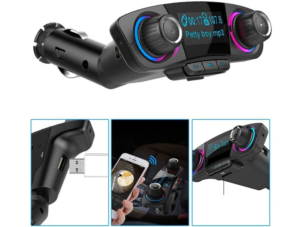 Fm transmitter bluetooth usb 5.0 multifunctional 8in1, CATEGORIES \  Automotive \ Transmitters