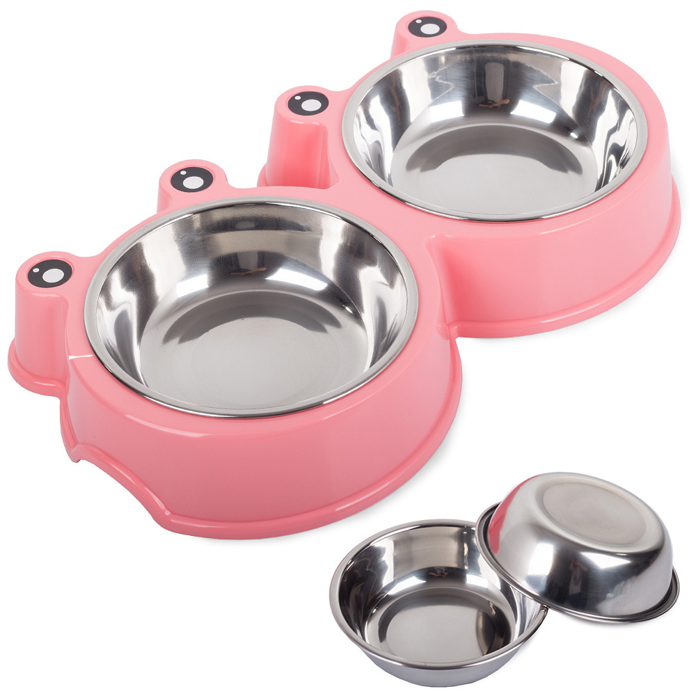 Dual dog outlet bowl