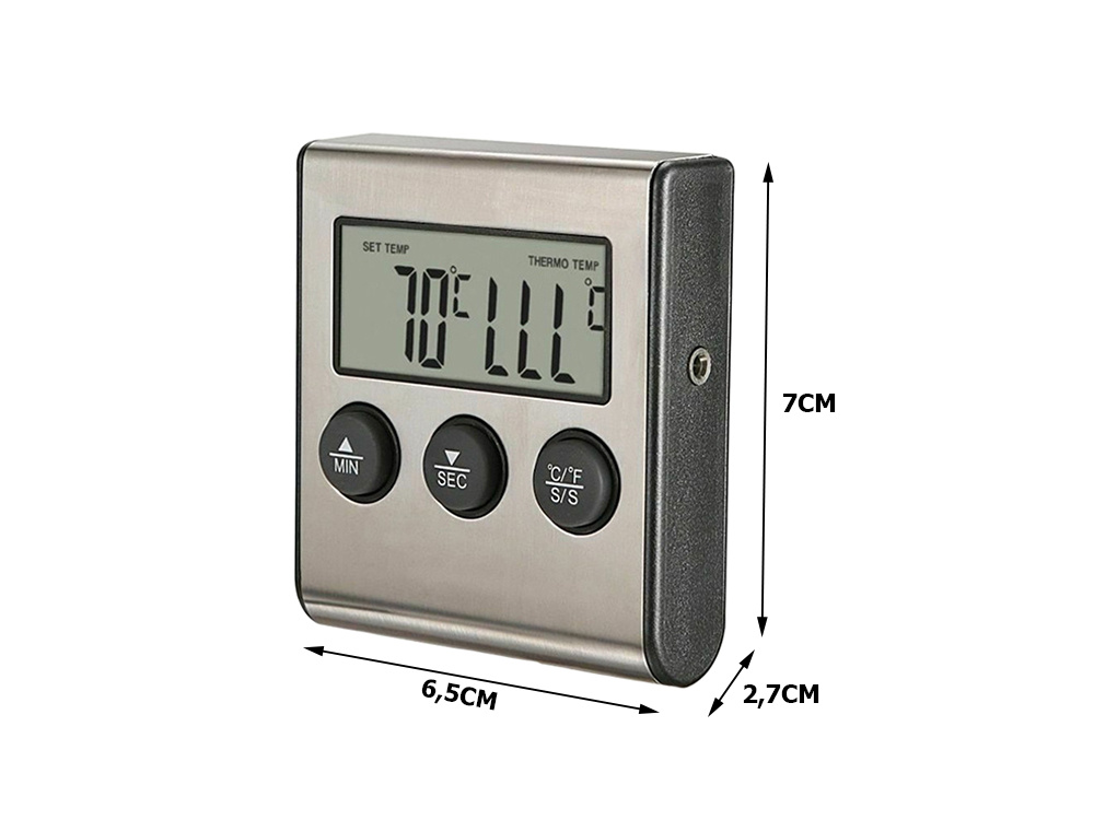 Thermometer with thermoprobe for cooking smokehouse meat