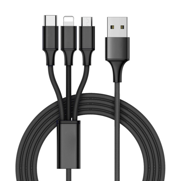 3in1 usb cable for iphone micro usb type-c 1.2m