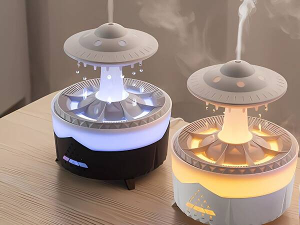 Air humidifier fragrance diffuser led lamp in the shape of an ufo with remote control