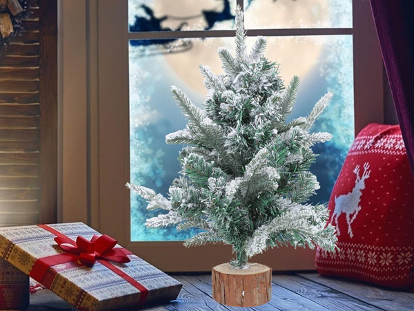 Artificial christmas tree snow small 50cm desk decoration