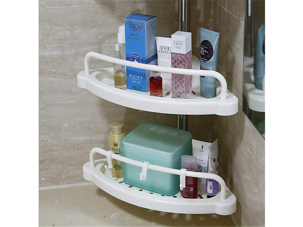 Bathroom corner shelf bath shower telescopic white shelf 4 levels