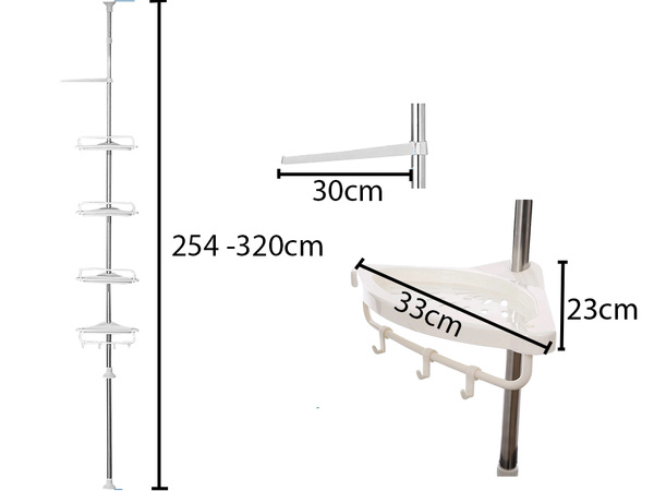 Bathroom corner shelf bath shower telescopic white shelf 4 levels