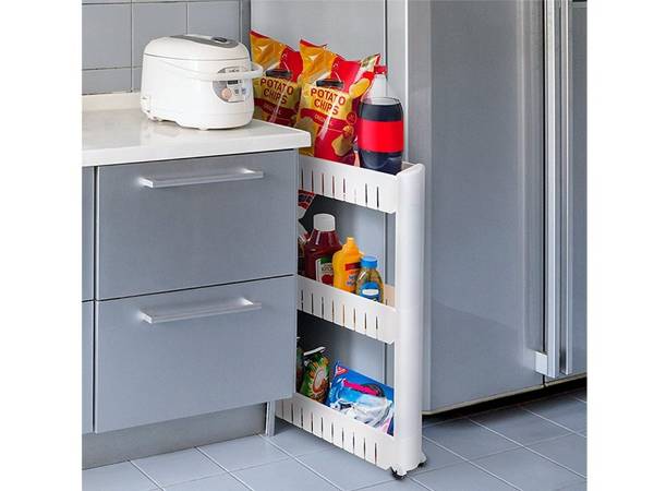 Bathroom shelf kitchen cabinet on wheels bookcase