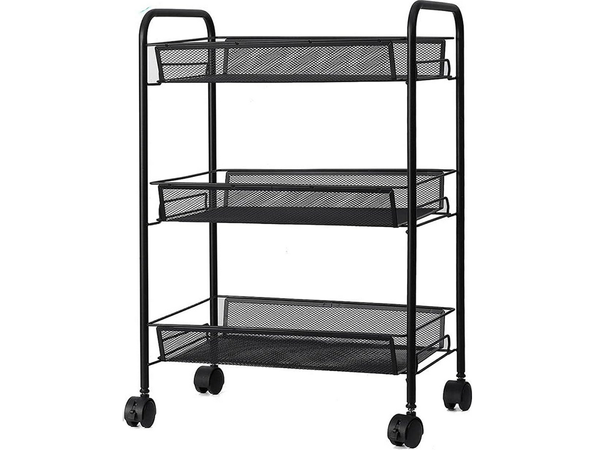 Bathroom shelf kitchen cabinet on wheels metal rack three levels 3