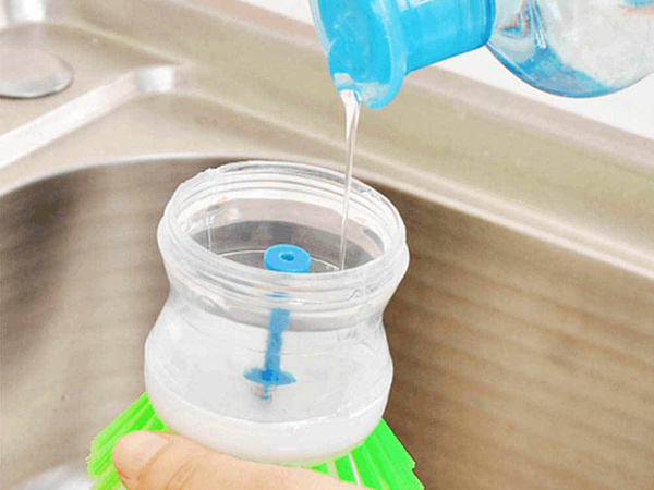 Brush kitchen dishwasher liquid dispenser