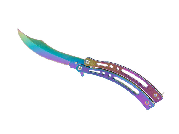 Butterfly knife sharp folding blade rainbow fade