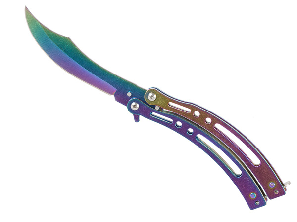 Butterfly knife sharp folding blade rainbow fade