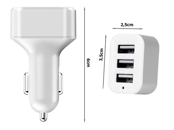 Car car charger for cigarette lighter sockets 3xusb