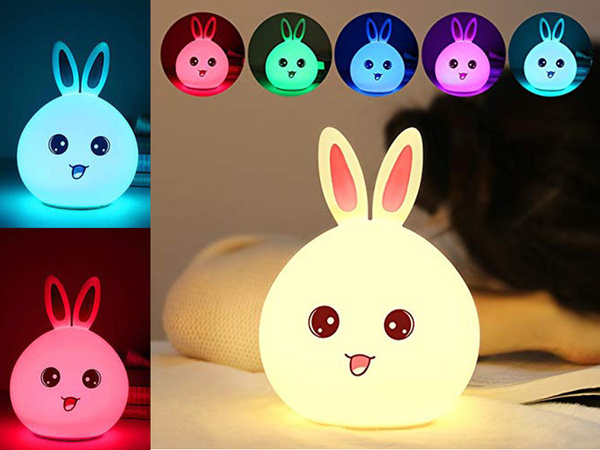 Children's led night light rabbit touch rgb