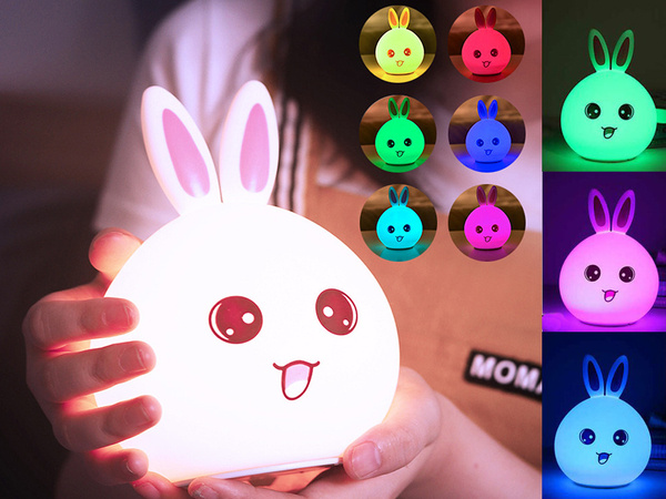 Children's led night light rabbit touch rgb