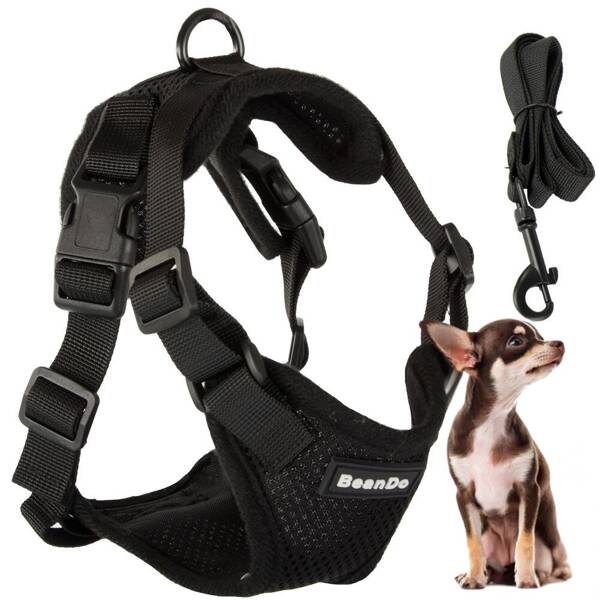 Close-clip walking harness for small dog handle light soft strong s