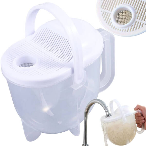 Container washing bowl cleaning rice groats grains strainer sieve