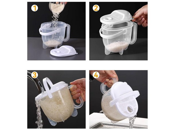 Container washing bowl cleaning rice groats grains strainer sieve