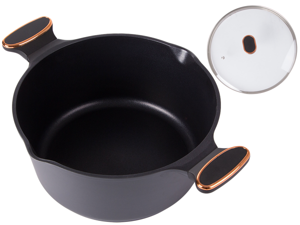 Deep pot with lid induction gas non stick coating 7l