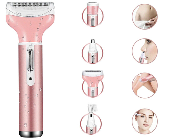 Depilator women's body shaver legs trimmer 4in1 interchangeable tips usb