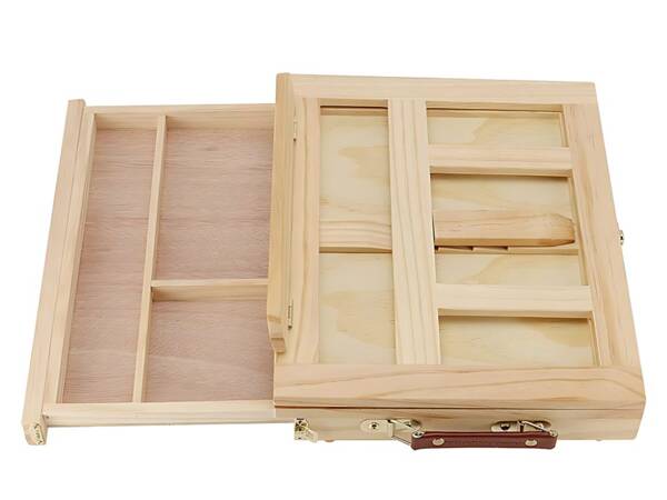 Desk easel wooden case with drawer tilt adjustment