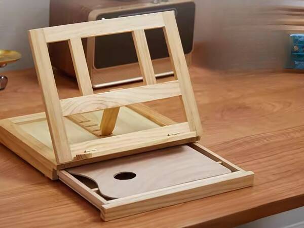 Desk easel wooden case with drawer tilt adjustment