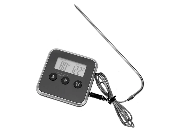 Digital thermometer with thermo probe for roasting meat smokehouse timer lcd alarm