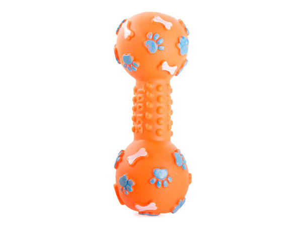 Dog toy squeaky chew rubber dumbbell bone