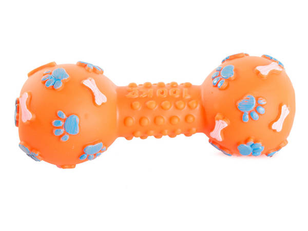 Dog toy squeaky chew rubber dumbbell bone