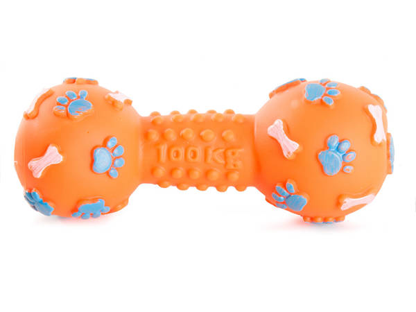 Dog toy squeaky chew rubber dumbbell bone