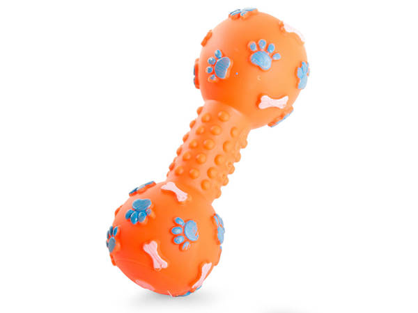 Dog toy squeaky chew rubber dumbbell bone