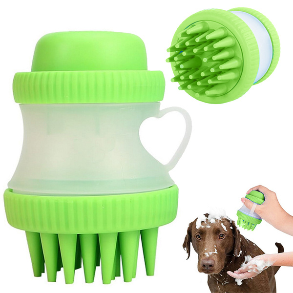 Dog wash cat silicone brush with liquid soap dispenser