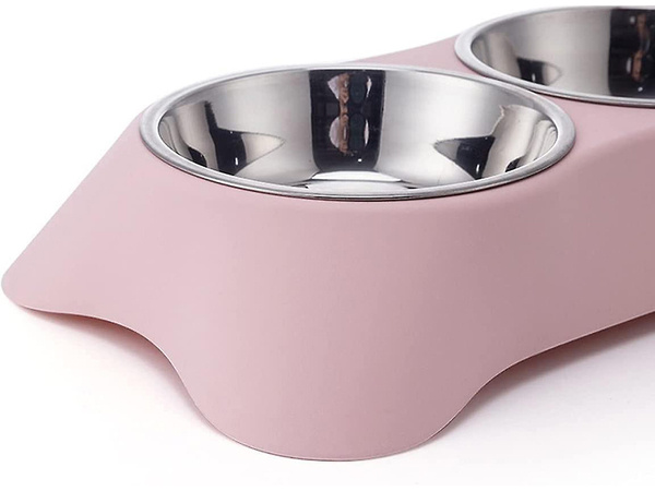 Double bowl for dog cat metal 2 bowls buffet
