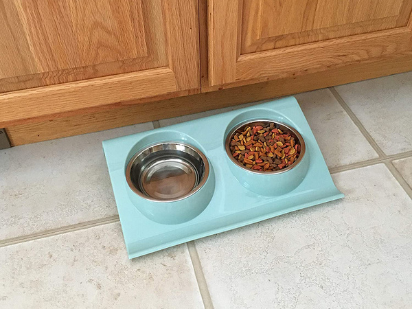 Double bowl for dog cat metal with base