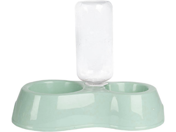 Double water bowl with dispenser for dog cat