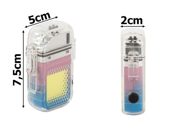 Electric arc plasma lighter with led light cob usb waterproof