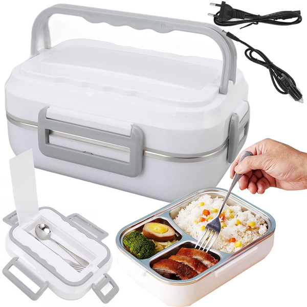 Electric lunchbox heated container for work truck lunches