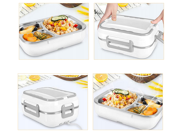 Electric lunchbox heated container for work truck lunches