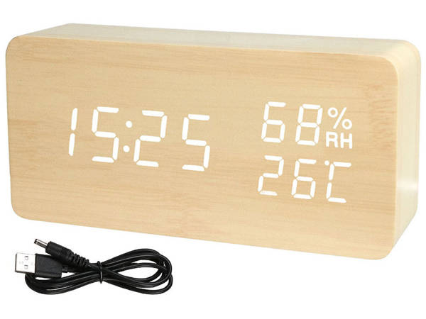 Electronic alarm clock thermometer hygrometer usb